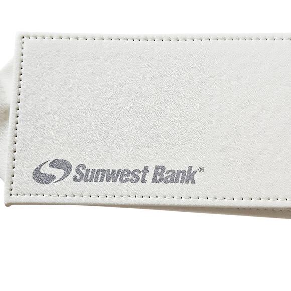 Sunwest Bank Promo Bottle Carrier - White Tote Bag - Faux Leather + Snap Closure - Picture 3 of 12